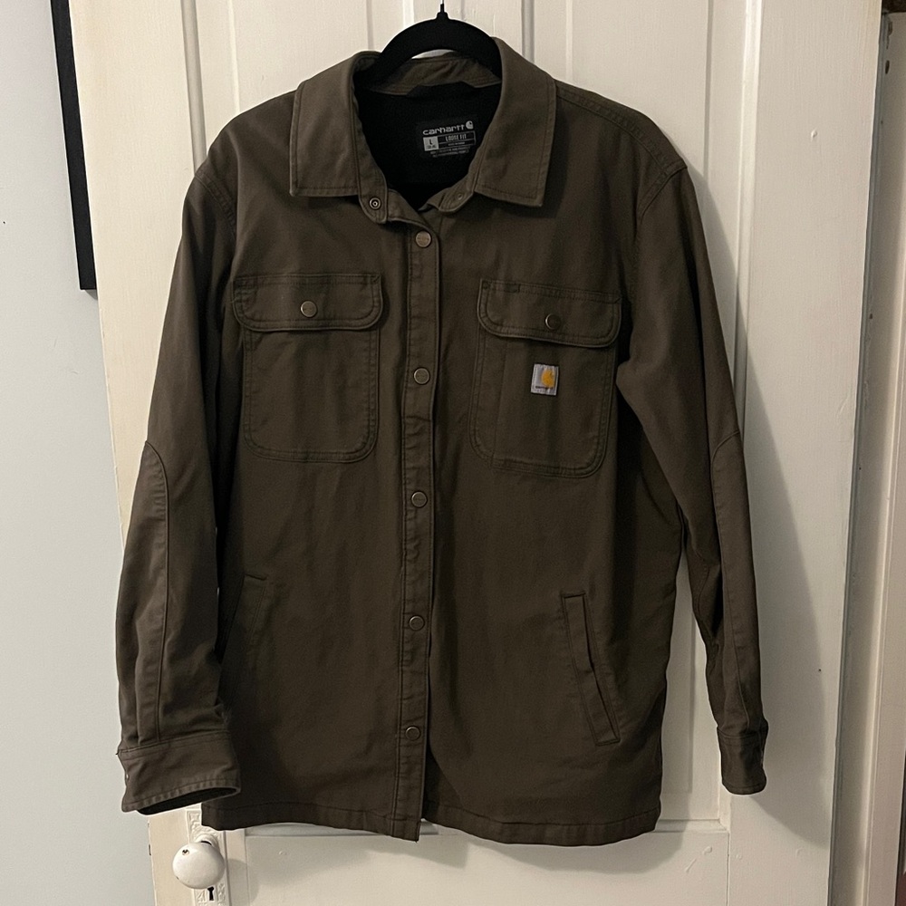 Carhartt Olive Green Button-Up Shirt Jacket